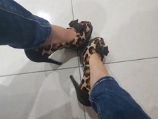 Sandali ISLO 37 tacco alto spillo animalier scarpe décolleté spuntate leopardate