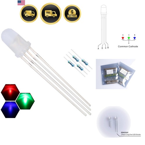 100pcs 5mm rgb tricolore rosso - 100pcs,