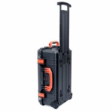 Black & Orange Pelican 1510 case no foam - Empty. With wheels.