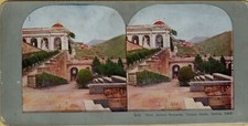 STEREOVIEW STEREOSCOPICA 812 VIEW ACROSS TERRACES CAMPO SANTO GENOVA GENOA ITALY