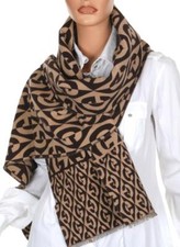 NUOVA SCIARPA SCIALLE GUCCI LUXURY GG LANA COTONE BEIGE MARRONE LOGO CON SCATOLA