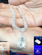 Collana Donna Orecchini Argento 925 Cristalli Swarovski Originali Gioielli Sposa