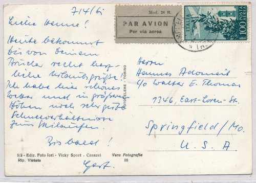 Italia 1961 cartolina posta - 1961,
