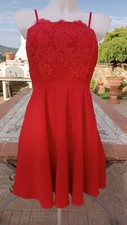 ABITO ROSSO ELEGANTE CORTO CON BUSTINO IN PIZZO 