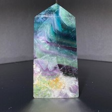Bacchetta Cristallo Quarzo Obelisco Fluorite Arcobaleno Naturale 170g Torre Punto Guarigione.