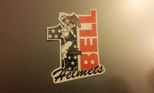 BELL HELMETS sticker NUMBER ONE USA (sexy woman girl flag клей aufkleber логотип