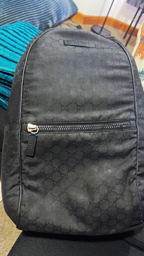 Zaino gucci nero logo nylon - nero, gg