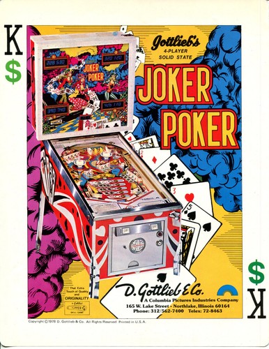 Joker poker gottlieb flipper - poker,