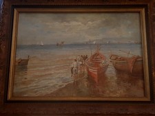 OLIO SU TELA PESCATORI CON
