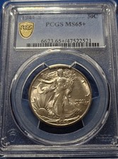 1944-S Walking Liberty mezzo dollaro PCGS MS65+ moneta bellissima!!