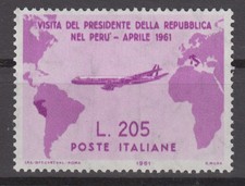 1961 Rep.ca Italia francobollo Gronchi Rosa lire 205 - Cerificato Bolaffi MNH