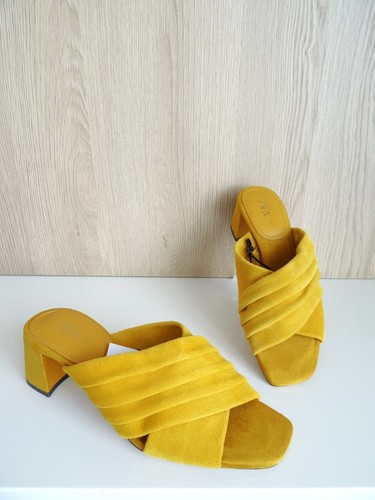 Sandali mule zara senape pelle - sandali,