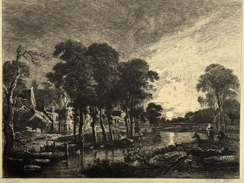 Crepuscule gravure eau forte - eau,