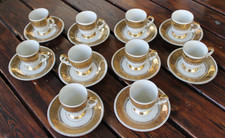 MITTERTEICH BAVARIA porcellana set 10 tazzine caffè oro zecchino vintage 