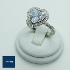 Anello Donna Argento Cuore con Pave' di zirconi bianchi brillanti