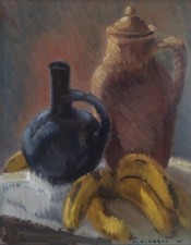 Dipinto olio Aldo Scabbia orientalista natura morta impressionista metà XX firmato