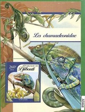 A0468 - DJIBOUTI - ERRORE MISSPERF 2016 Хамелеон camaleonte Fauna rettili