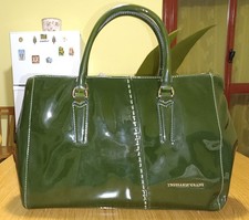 Borsa donna originale Trussardi in vernice verde lucido