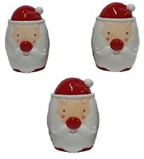Set di 3 Barattoli in Ceramica Babbo Natale contenitori sale zucchero caffé dolc