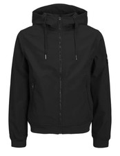 Jack & Jones Giacca Softshell con Cappuccio Full Zip Cappotto Zip Tasche Nero X-LARGE