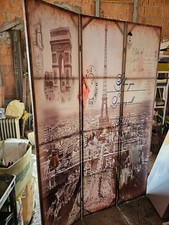 Divisorio per ambienti 3 Pannelli Pieghevoli in tela decorata a motivo parigi