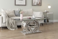 tavolino da caffè in vetro specchiato decoro GG mis. L 120x45cm