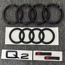 KIT COMPLETO LOGHI AUDI Q2 NERO LUCIDO fregi ANTERIORE + POSTERIORE targhette Q2