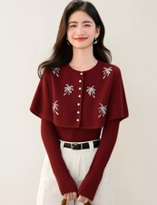 Maglione Donna Rosso Vino Con