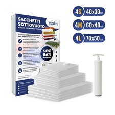 Kit Viaggio 12 Sacchetti Sottovuoto Riutilizzabili + Pompa Manuale – Salvaspazio
