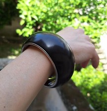 BOTTEGA VENETA - Bracciale Bangle - ARGENTO E LEGNO D'EBANO - Originale