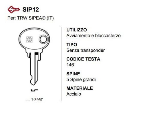 Chiave auto epoca sip12 per - auto,