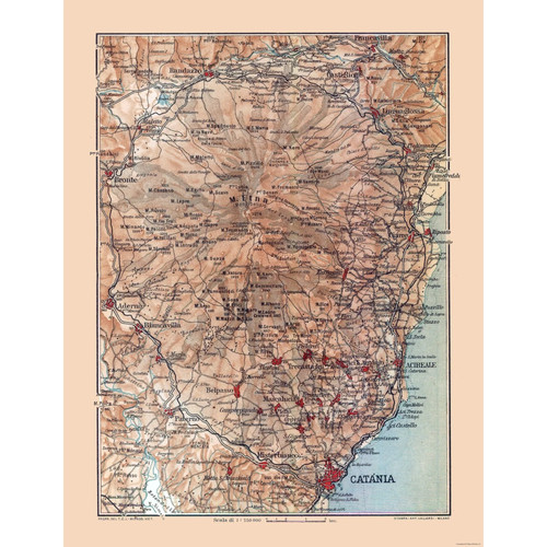 Mappa storica etna sicilia - -,