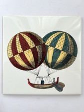 Piastrella vintage Ceramiche Bardelli Milano mongolfiere design Piero Fornasetti