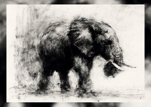 Potente elefante arte - arte, 5"x7"