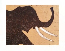 Hassan Fathi 100x128 elefante sacro Acquaforte Acquatinta Retouchè foglia oro