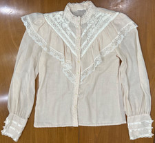 Top donna Gunne Sax by Jessica bianco sporco con bottoni prateria vittoriana anni 80 34" B