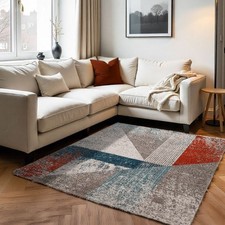 OLIVO.shop Tappeto Salotto Moderno Tappeto Camera Grigio ART SKYLINE BLUE ORANGE