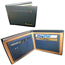 Portafoglio in pelle da uomo nero porta carte di credito slim piccolo tessere