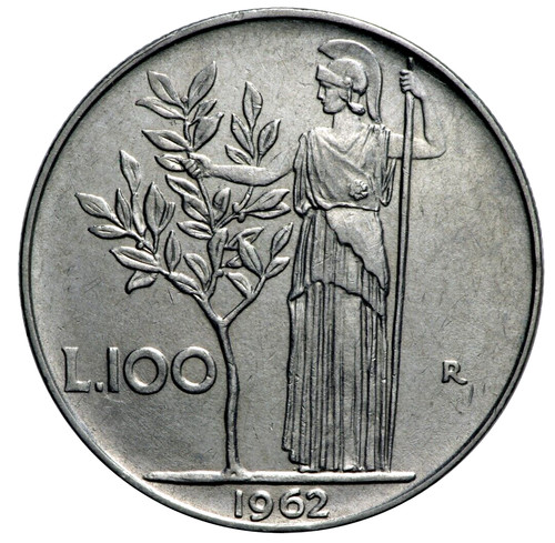 Italia 100 lire - 1962, minerva