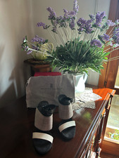 ? Brunello Cucinelli sandali in pelle neri bianchi argento  37 con scatola