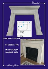 cornice per camino consolle rivestimento  gesso polvere di marmo MODELLO LIBERTY
