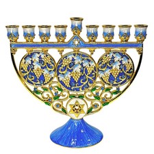 Menorah smaltata blu e oro