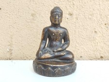 ANTICA PICCOLA STATUINA SCULTURA IN BRONZO MASSICCIO BUDDHA IN MEDITAZIONE