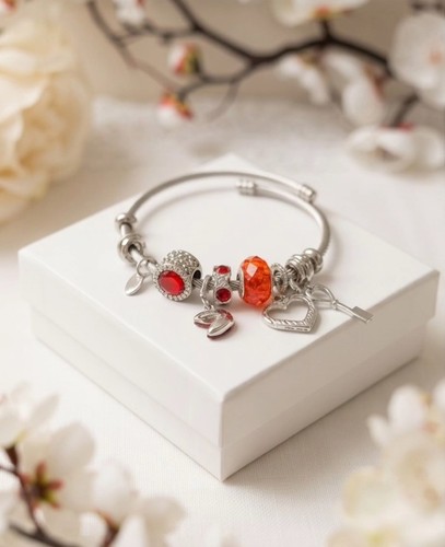 Bracciale acciaio con charm - bracciale,