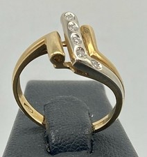 ANELLO DONNA IN ORO GIALLO E BIANCO 18KT 750 USATO FASCIA DESIGN DIAMANTI 18CT