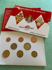MONACO 2001 serie Divisionale 8 valori 1 2 5 10 20 50 cent 1 2 euro in FDC