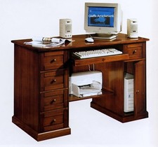 SCRIVANIA-SCRITTOIO PORTA PC IN PIOPPO FINITURA NOCE x CAMERETTA STUDIO 5955