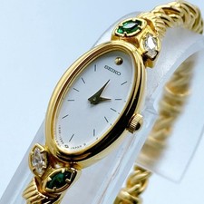 Orologio Seiko 1E20-6190 ovale bracciale oro raro orologio vintage