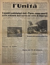 L’Unitá del 5 maggio 1949 dedicata al disastro di Superga 