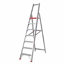 Scala con piattaforma e parapetto di sicurezza, 5 gradini in alluminio